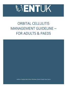 Orbital Cellulitis Management Guideline – for Adults & Paeds