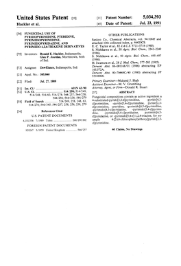 United States Patent (19) 11 Patent Number: 5,034,393 Hackler Et Al