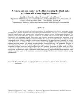 A Remote and Non-Contact Method for Obtaining the Blood-Pulse Waveform with a Laser Doppler Vibrometer*