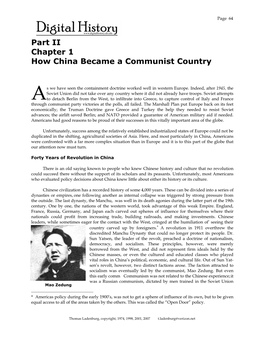 Part II Chapter 1 How China Became a Communist Country