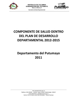 Componente De Salud Dentro Del Plan De Desarrollo Departamental 2012-2015