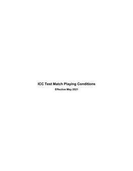 WTC Playing Conditions