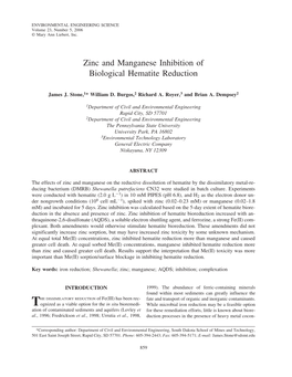 Zinc and Manganese Inhibition of Biological Hematite Reduction