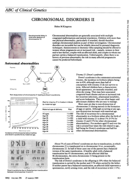 ABC of Clinical Genetics CHROMOSOMAL DISORDERS II