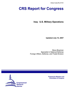 Iraq: U.S. Military Operations