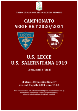 U.S. Lecce U.S. Salernitana 1919