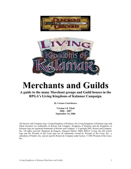 Living Kingdoms of Kalamar Merchants and Guilds