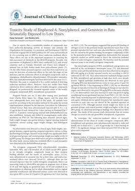 Toxicity Study of Bisphenol A, Nonylphenol, and Genistein in Rats