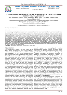 Ethnomedicinal and Phytoeconomic Elaboration Of