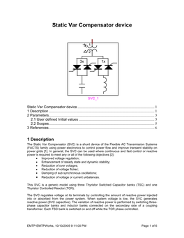 Static Var Compensator Device