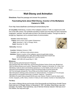 Walt Disney and Animation