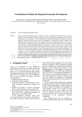 Contribution of Zakat for Regional Economic Development