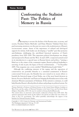The Politics of Memory in Russia