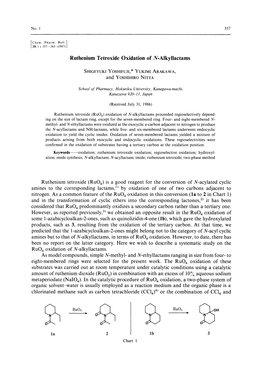 Ruthenium Tetroxide (Ruo4) Oxidation of N-Alkyllactams Proceeded Regioselectively Depend- Ing on the Size of Lactam Ring, Except for the Seven-Membered Ring
