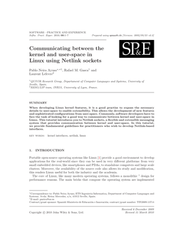 Communicating Between the Kernel and User-Space in Linux Using Netlink Sockets