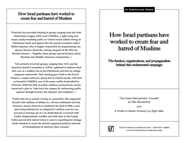 How Israel Partisans Have Worked to Create Fear and Hatred of Muslims