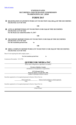 Form 20-F Quebecor Media Inc