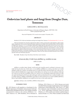 Ordovician Land Plants and Fungi from Douglas Dam, Tennessee