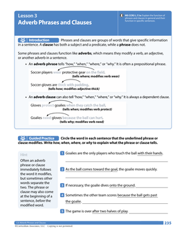 Adverb Phrases and Clauses Function in Specific Sentences