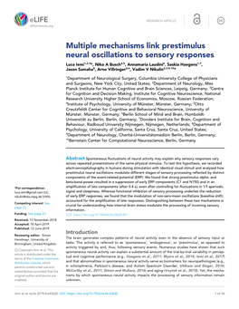 Multiple Mechanisms Link Prestimulus Neural Oscillations to Sensory