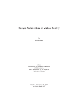 Design Architecture in Virtual Reality