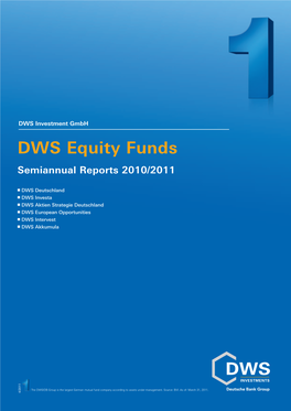 DWS Equity Funds Semiannual Reports 2010/2011
