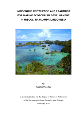 Indigenous Knowledge and Practices for Marine Ecotourism Development in Misool, Raja Ampat, Indonesia