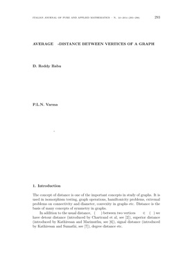 Average D-Distance Between Vertices of a Graph