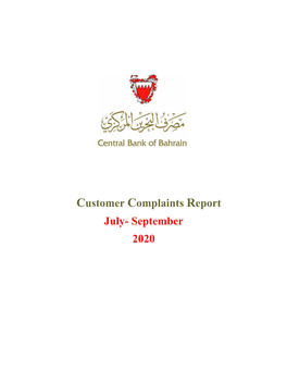 Customer Complaints Report July- September 2020