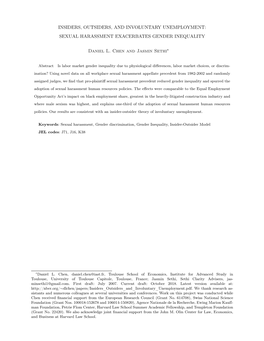 Insiders, Outsiders, and Involuntary Unemployment: Sexual Harassment Exacerbates Gender Inequality