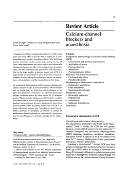 Calcium-Channel Blockers and Anaesthesia