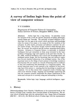 A Survey of Indian Logic from the Point of View of Computer Science