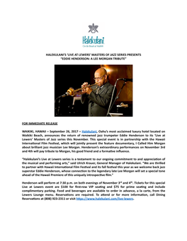 Eddie Henderson Event Release 9-26-17