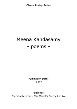 Meena Kandasamy - Poems