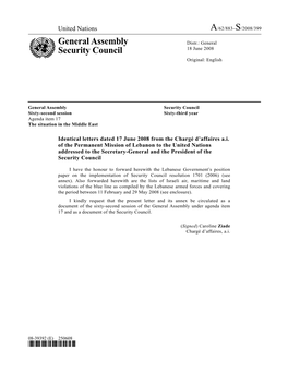 A/62/883–S/2008/399 General Assembly Security Council