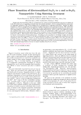 Phase Transition of Electrooxidized Fe3o4 to Γ and Α-Fe2o3 Nanoparticles Using Sintering Treatment I