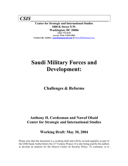 Saudi Military Forces and Development: Challenges & Reforms