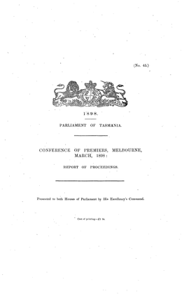 Conference of Premiers, Melbourne, March, 1898