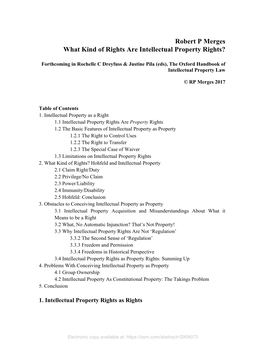 Robert P Merges What Kind of Rights Are Intellectual Property Rights?