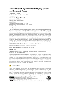 Julia's Efficient Algorithm for Subtyping Unions and Covariant