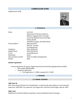 Curriculum Vitae Jan Pruim