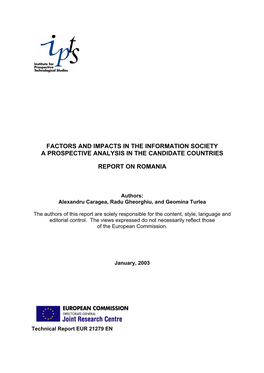 Factors and Impacts in the Information Society a Prospective Analysis in the Candidate Countries