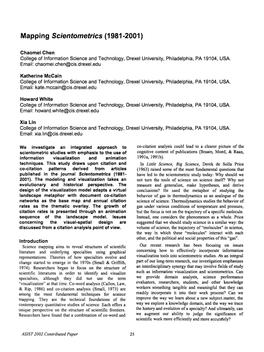 Mapping Scientometrics (1981-2001)