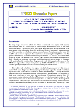 A Tale of Two Visa Regimes: Repercussions of Romania's Accession to the Eu on the Freedom of Movement of Moldovan Citizens