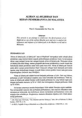 Aliran Al-Mujbirah Dan Kesan Pemikirannya Di Malaysia