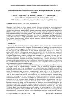 Research on the Relationship Between Green Development and Fdi in Jiangxi Province