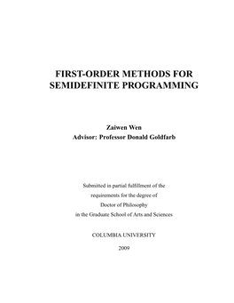 First-Order Methods for Semidefinite Programming