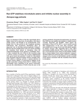 Ran Controls Microtubule Asters and Nuclear Assembly 2455 Chromatin Rounded up (Fig