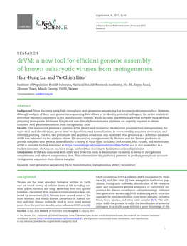 A New Tool for Efficient Genome Assembly of Known Eukaryotic Viruses from Metagenomes Hsin-Hung Lin and Yu-Chieh Liao∗