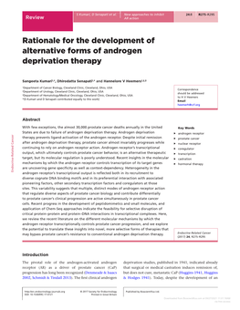 Rationale for the Development of Alternative Forms of Androgen Deprivation Therapy